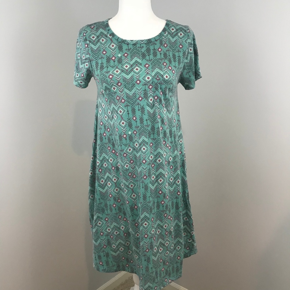 ✂️CLEARANCE Faded Arrows Teal Lularoe Carly Dress
